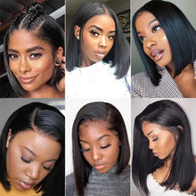 Wig Female Split Front Lace Wig Black Short Straight Hair Synthetic Wigs - Everyday Essentialsco
