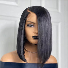 Wig Female Split Front Lace Wig Black Short Straight Hair Synthetic Wigs - Everyday Essentialsco
